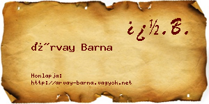 Árvay Barna névjegykártya