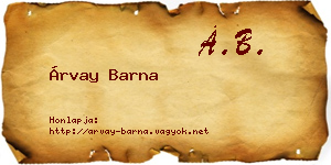 Árvay Barna névjegykártya