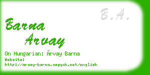 barna arvay business card